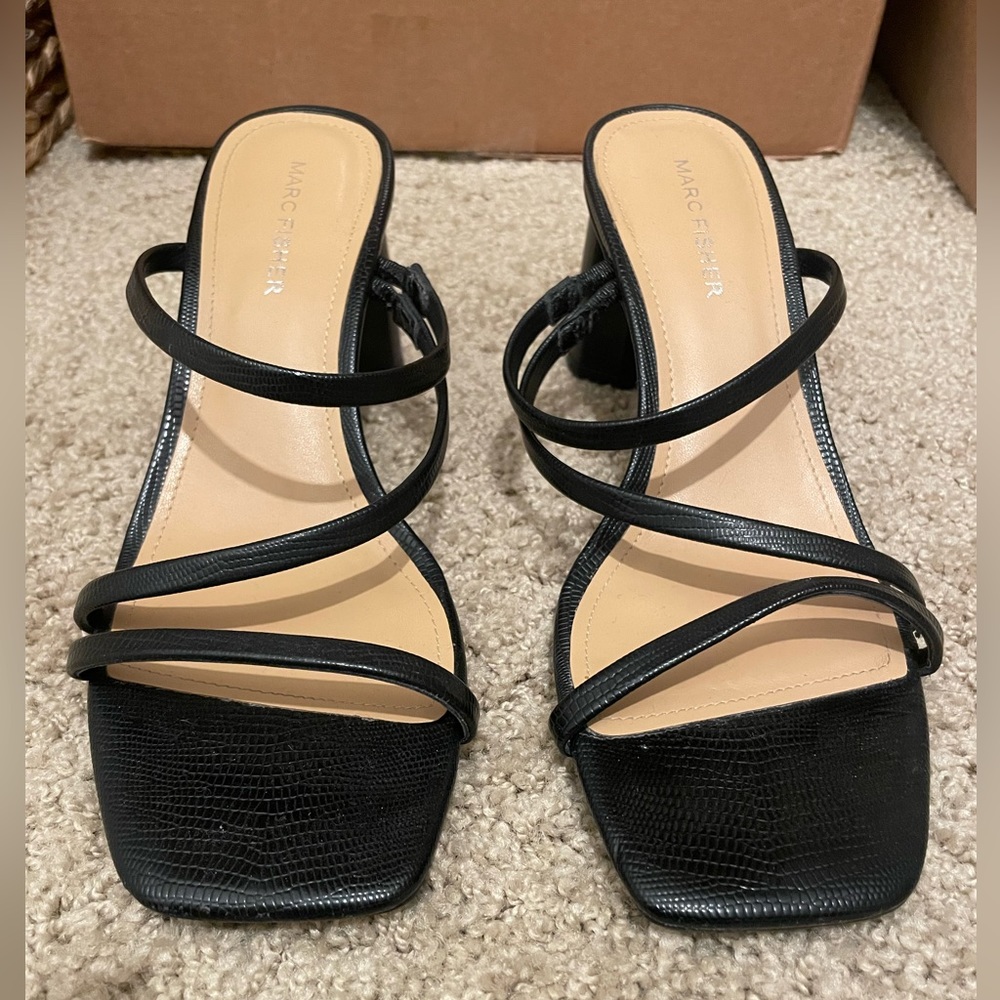 Black Marc Fisher block heel sandal gently used!